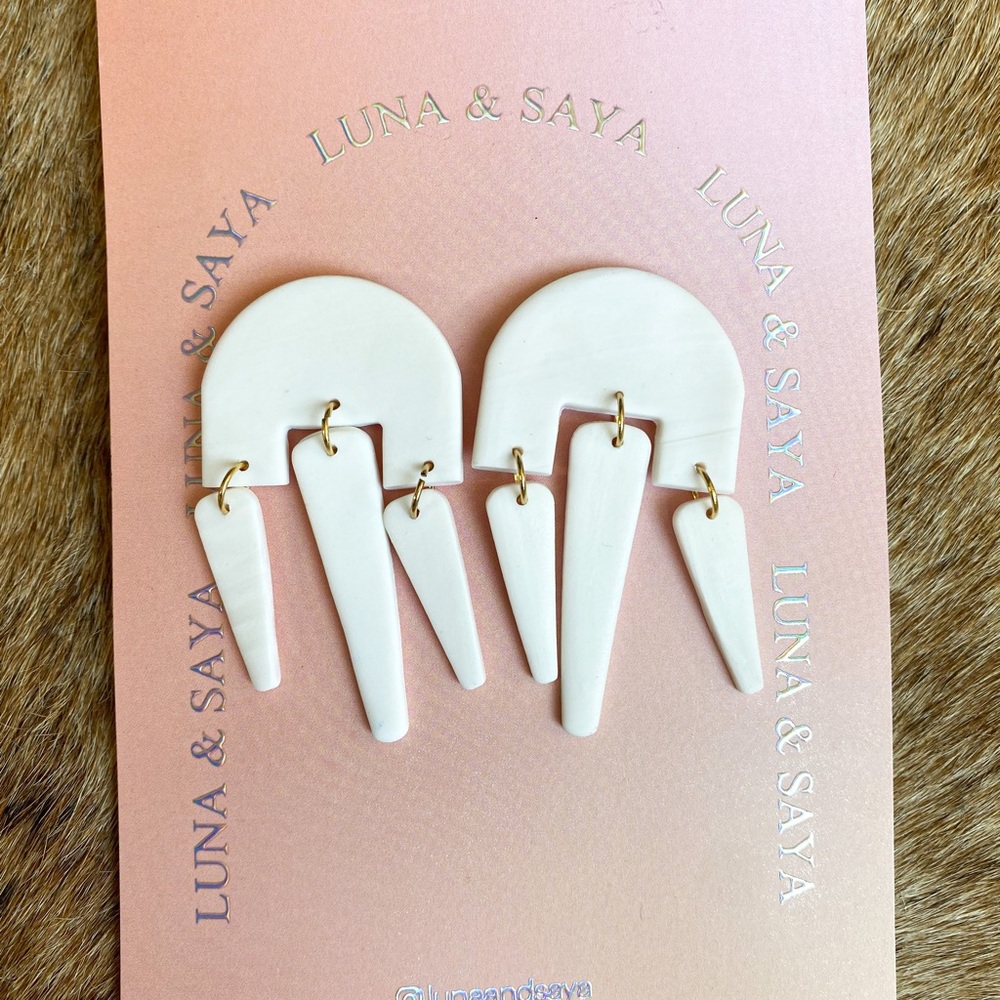 Luna & Saya Fringe Dangle Clay Earrings